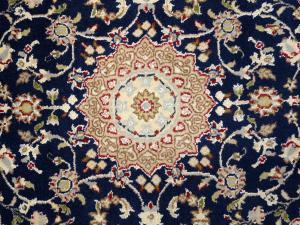 Dark Navy Floral 3x4 Indo-Nain Oriental Rug