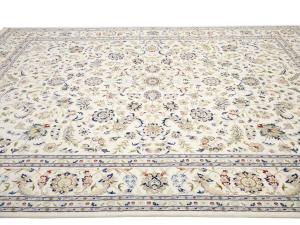 8'10 X 12'2 Indo-Nain Hand Knotted Floral Oriental Wool Rug