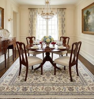 Cream Floral 8x8 Indo-Nain Oriental Square Rug