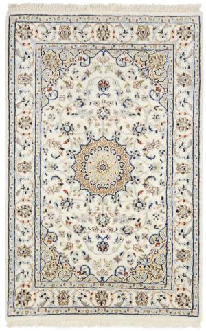 Cream Floral 2'8x4'1 Indo-Nain Oriental Rug