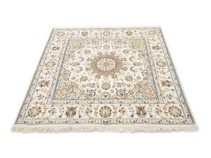 Cream Floral 5x5 Indo-Nain Oriental Square Rug