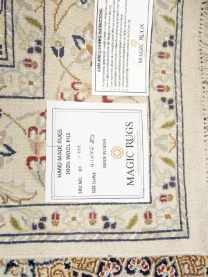 Cream Floral 5x5 Indo-Nain Oriental Square Rug
