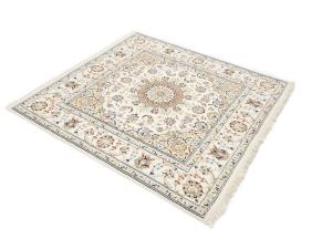 Cream Floral 5x5 Indo-Nain Oriental Square Rug