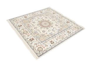 Cream Floral 5x5 Indo-Nain Oriental Square Rug