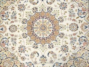 Cream Floral 5x5 Indo-Nain Oriental Square Rug