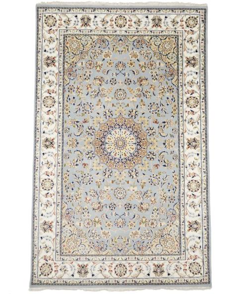 Light Blue Floral 5X8 Indo-Nain Oriental Rug