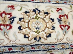 8'8 X 12'2 Hand Knotted Cream Floral Indo-Nain Wool Rug