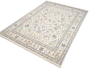 8'8 X 12'2 Hand Knotted Cream Floral Indo-Nain Wool Rug