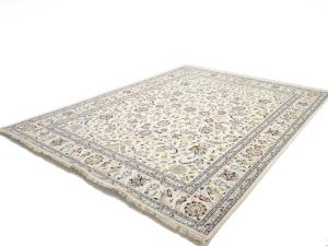 8'8 X 12'2 Hand Knotted Cream Floral Indo-Nain Wool Rug