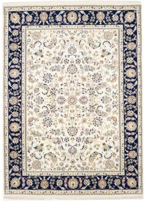 Cream Floral 5x7 Indo-Nain Oriental Area Rug