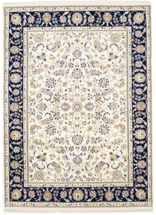 Cream Floral 5x7 Indo-Nain Oriental Area Rug