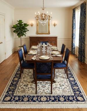 Cream Floral 5x7 Indo-Nain Oriental Area Rug