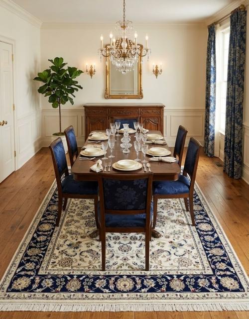 Cream Floral 5x7 Indo-Nain Oriental Area Rug