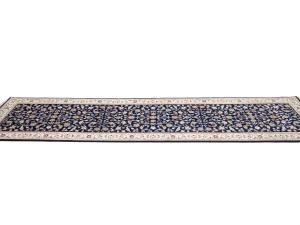 Dark Navy Floral 3x10 Indo-Nain Oriental Runner Rug