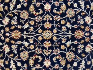 Dark Navy Floral 3x10 Indo-Nain Oriental Runner Rug