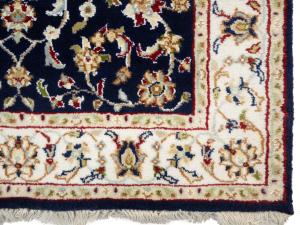 Dark Navy Floral 3x10 Indo-Nain Oriental Runner Rug