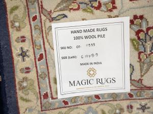 Dark Navy Floral 6x9 Indo-Nain Oriental Rug