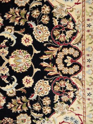 Black Floral 6X9 Indo-Nain Oriental Rug