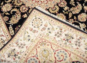 Black Floral 6X9 Indo-Nain Oriental Rug