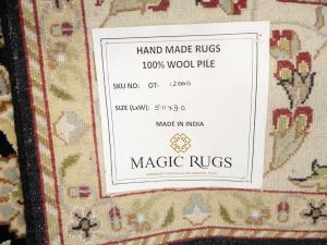 Black Floral 6X9 Indo-Nain Oriental Rug