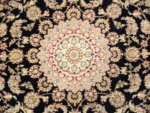 Black Floral 6X9 Indo-Nain Oriental Rug