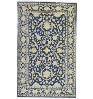 Muted Slate Blue Floral 5x8Transitional Oriental Area Rug