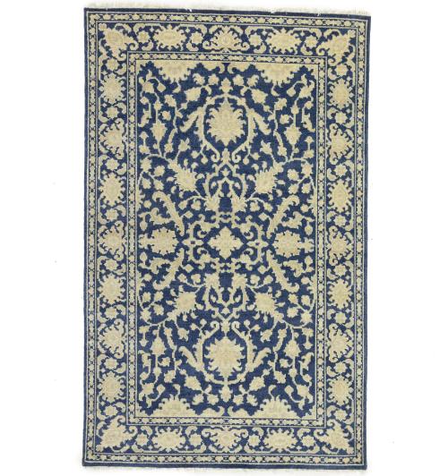 Muted Slate Blue Floral 5x8Transitional Oriental Area Rug