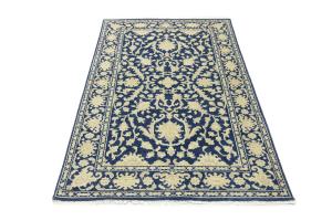 Muted Slate Blue Floral 5x8Transitional Oriental Area Rug