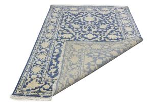 Muted Slate Blue Floral 5x8Transitional Oriental Area Rug