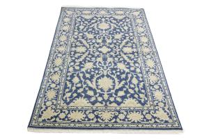Muted Slate Blue Floral 5x8Transitional Oriental Area Rug