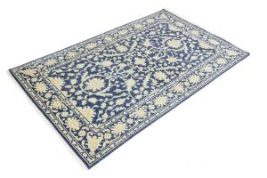 Muted Slate Blue Floral 5x8Transitional Oriental Area Rug