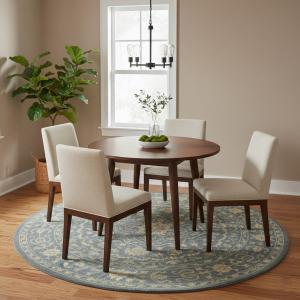Muted Gray Floral 6X6 Transitional Oriental Round Rug