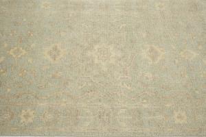 Muted Aqua Blue Floral 3x14 Transitional Oriental Runner Rug