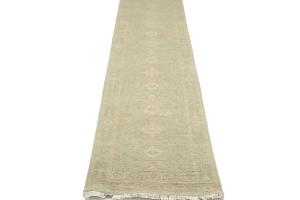 Muted Aqua Blue Floral 3x14 Transitional Oriental Runner Rug
