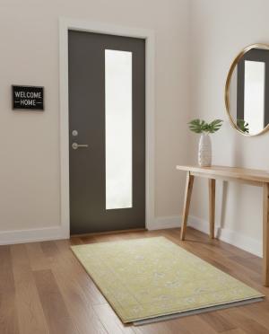 Muted Golden Yellow 2X3 Transitional Oriental Rug