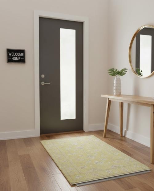 Muted Golden Yellow 2X3 Transitional Oriental Rug