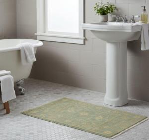 Muted Teal Floral 2X3 Transitional Oriental Rug