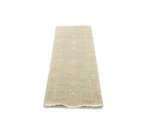 Muted Aqua Blue Floral 3x8 Transitional Oriental Runner Rug