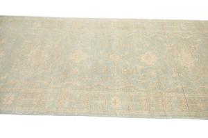 Muted Aqua Blue Floral 3x8 Transitional Oriental Runner Rug