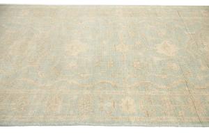 Muted Aqua Blue Floral 3x8 Transitional Oriental Runner Rug