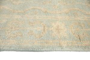 Muted Aqua Blue Floral 3x8 Transitional Oriental Runner Rug
