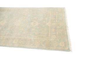 Muted Aqua Blue Floral 3x8 Transitional Oriental Runner Rug