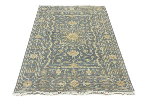 Muted Gray Floral 4x6 Transitional Oriental Area Rug
