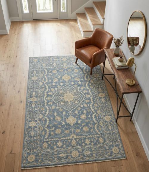 Muted Gray Floral 4x6 Transitional Oriental Area Rug