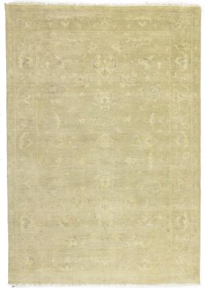 Muted Beige Floral 6x9 Transitional Oriental Rug