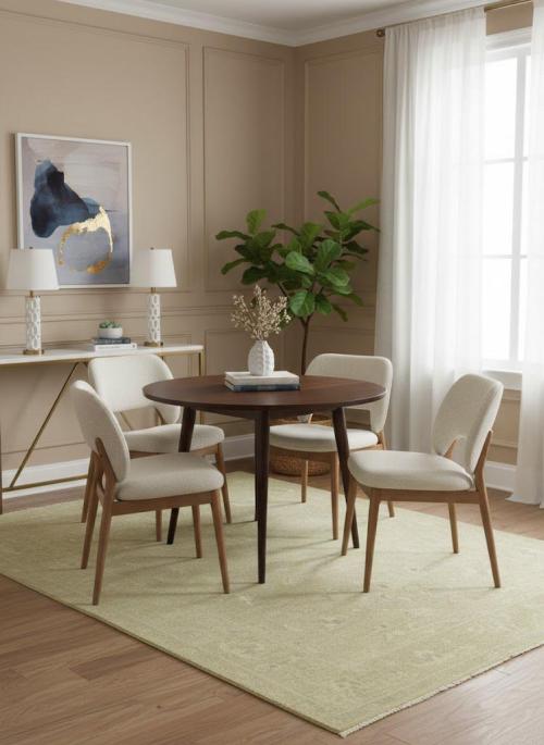 Muted Beige Floral 6x9 Transitional Oriental Rug