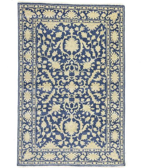 Muted Blue Floral 6X9 Transitional Oriental Rug