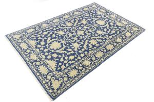 Muted Blue Floral 6X9 Transitional Oriental Rug