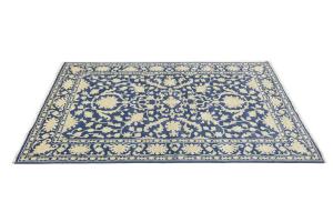 Muted Blue Floral 6X9 Transitional Oriental Rug