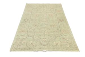 Muted Light Green Floral Transitional 6x9 Oriental Rug
